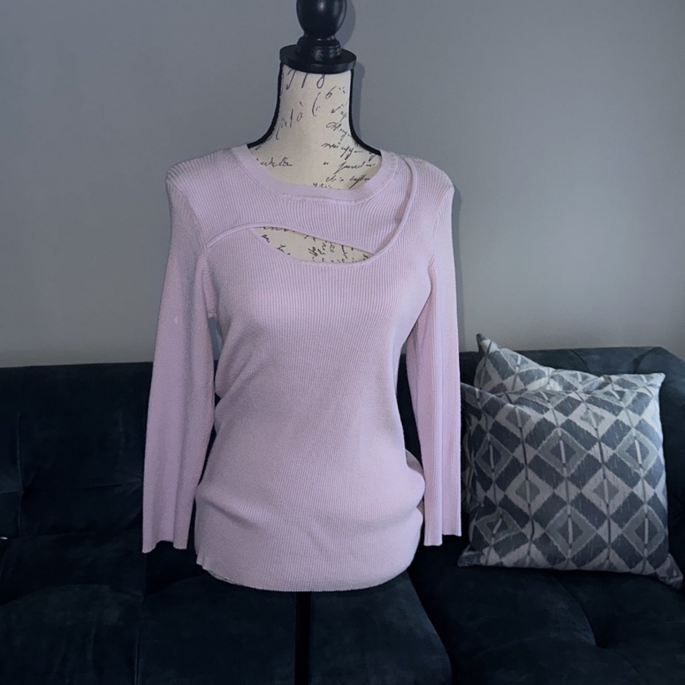 Carmen Pink Peep Hole Sweater Top XL